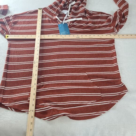 Market & Spruce Stitch Fix Brushed knit hoodie Brown & White top Size 1x casual - Picture 4 of 5